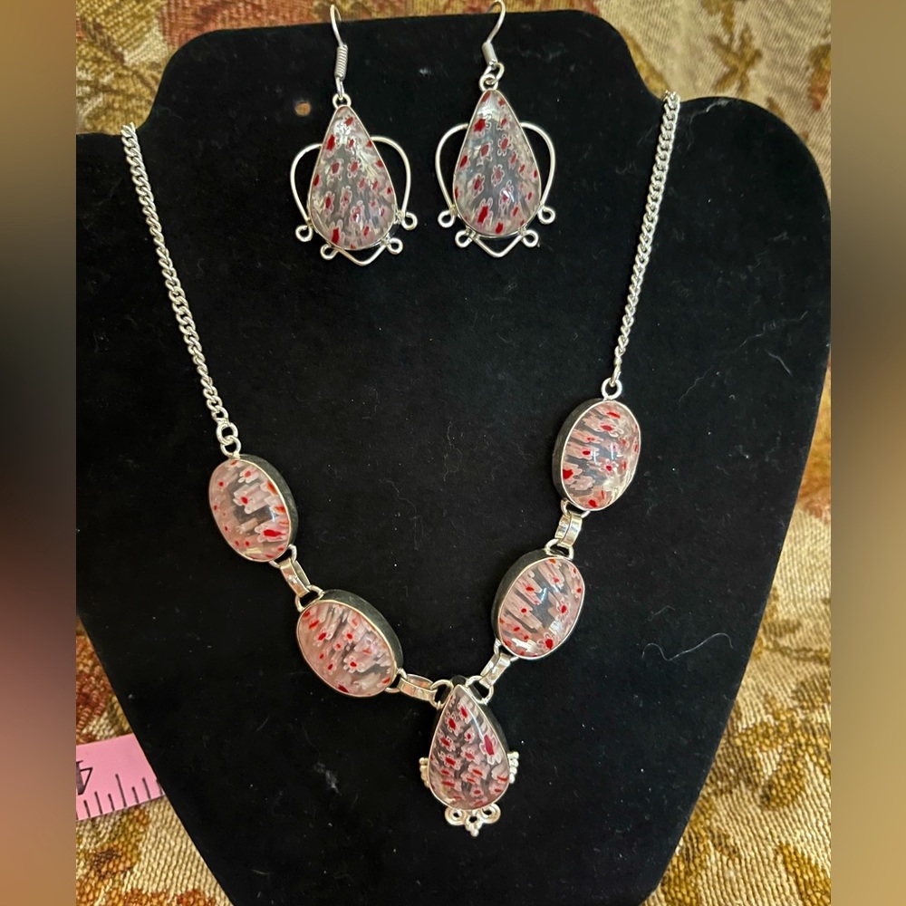 New Millefiori Glass Necklace & Earrings